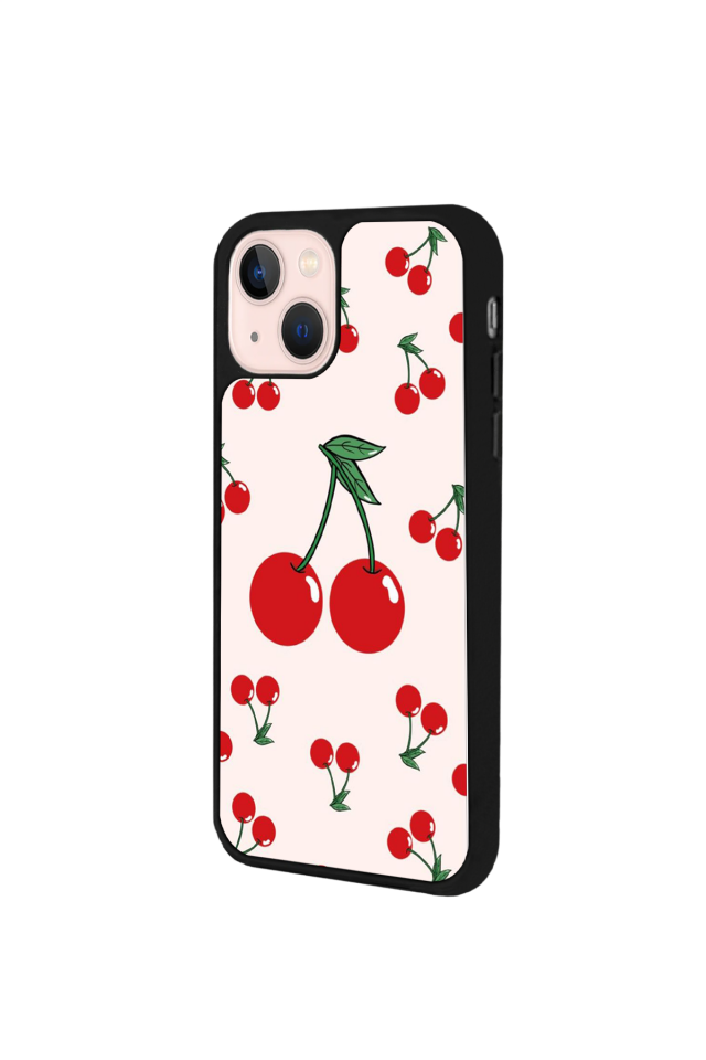 iPhone 15 Uyumlu Kiraz Tasarımlı Glossy Premium Kılıf