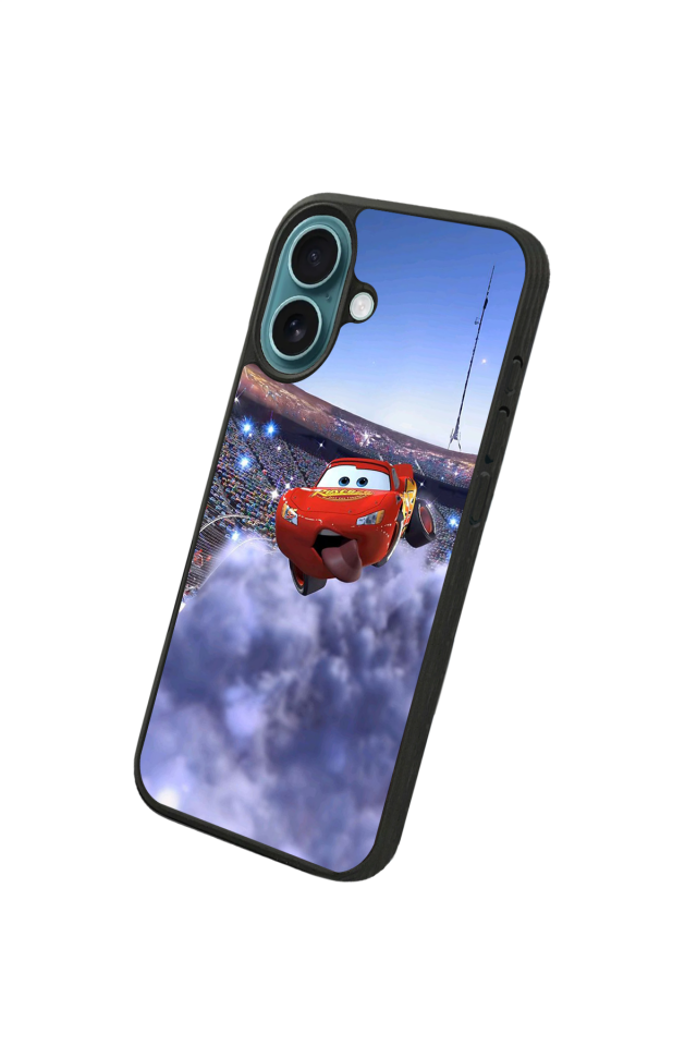 iPhone 16 Plus Uyumlu Şimsek McQueen Tasarımlı Glossy Premium Kılıf
