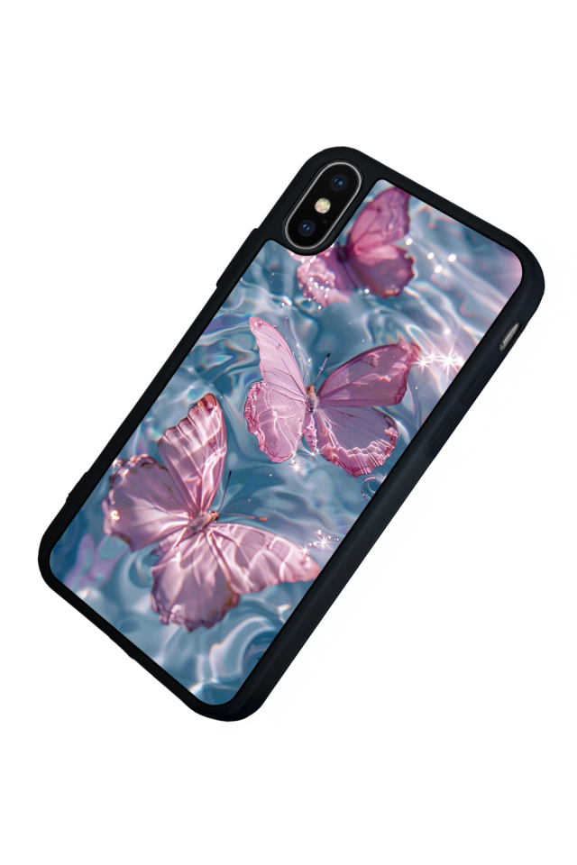 iPhone X/ XS Uyumlu Kelebek Tasarımlı Glossy Premium Kılıf
