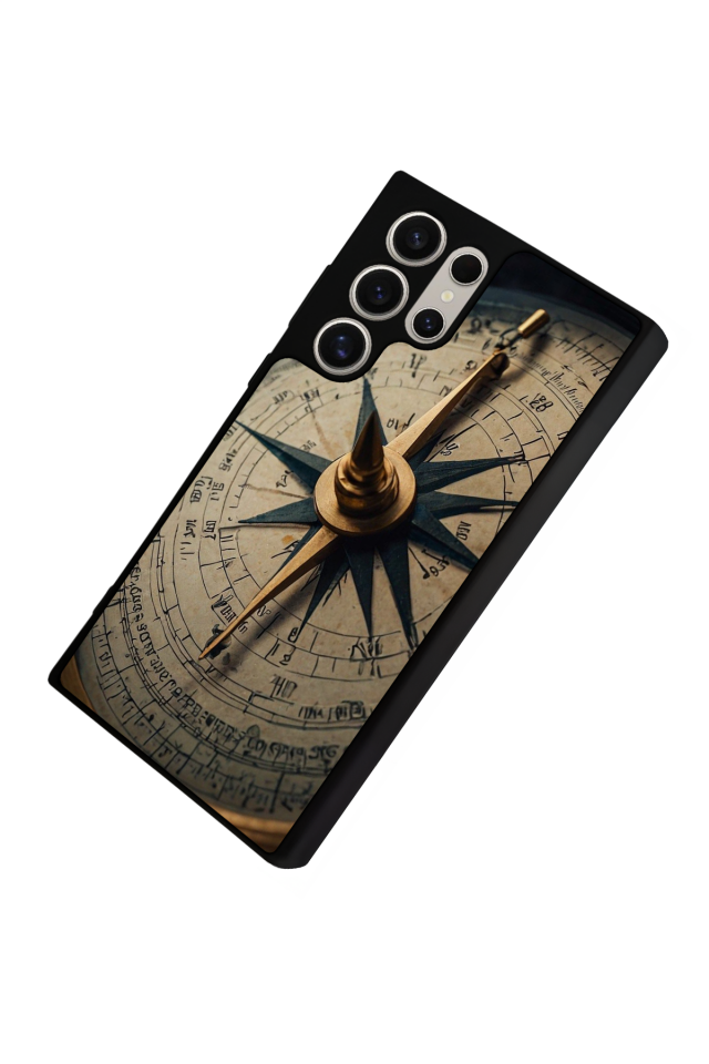 Samsung Galaxy S24 Ultra Uyumlu Pusula Tasarımlı Glossy Premium Kılıf