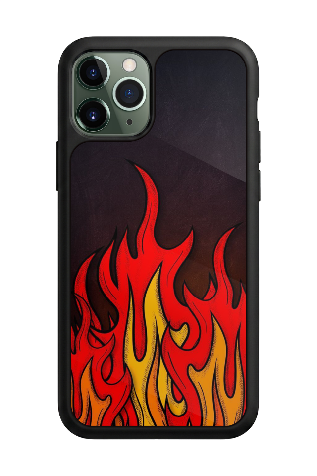 iPhone 11 Pro Uyumlu Retro Flame Patterns Tasarımlı Glossy Premium Kılıf