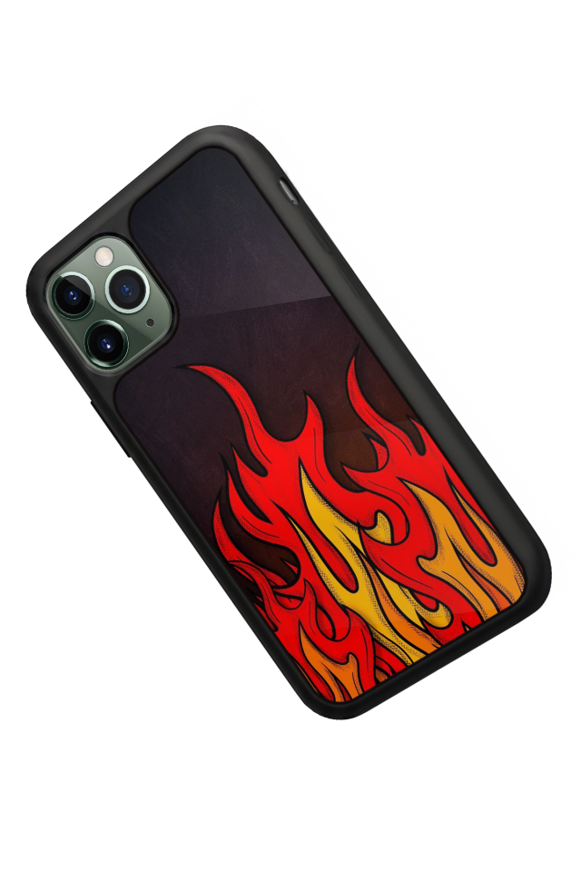 iPhone 11 Pro Uyumlu Retro Flame Patterns Tasarımlı Glossy Premium Kılıf