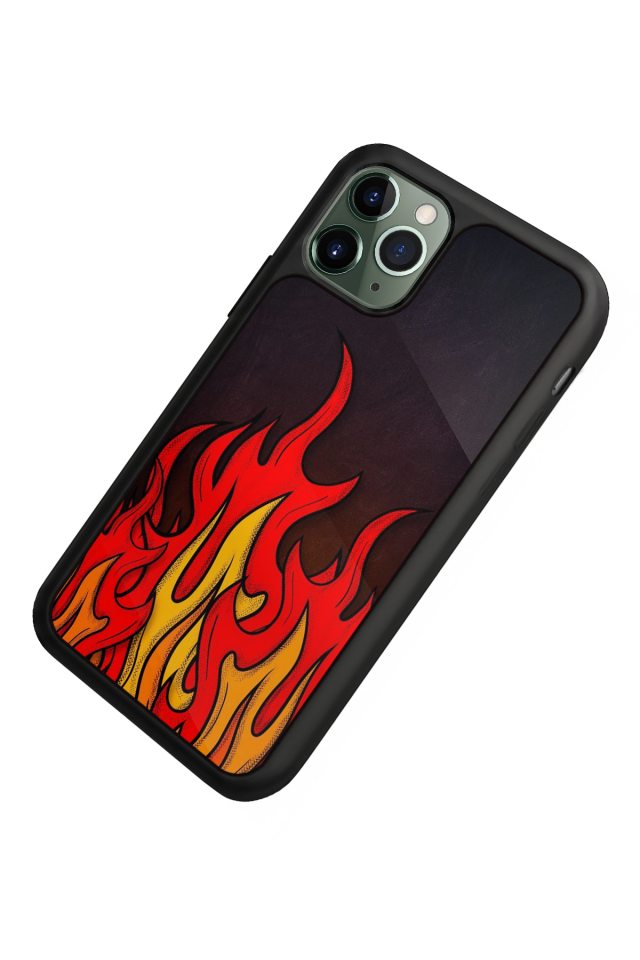 iPhone 11 Pro Uyumlu Retro Flame Patterns Tasarımlı Glossy Premium Kılıf