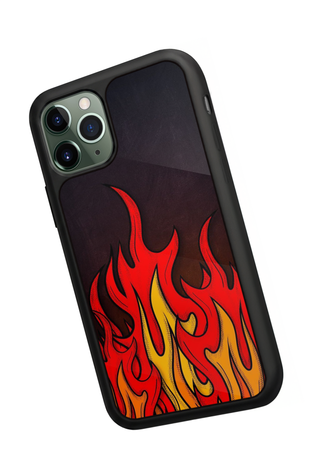 iPhone 11 Pro Uyumlu Retro Flame Patterns Tasarımlı Glossy Premium Kılıf
