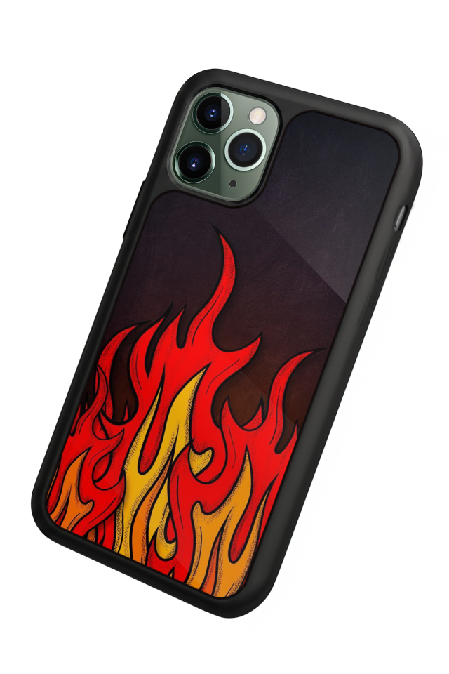 iPhone 11 Pro Uyumlu Retro Flame Patterns Tasarımlı Glossy Premium Kılıf