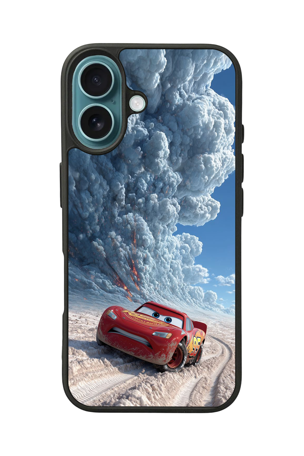 iPhone 16 Plus Uyumlu Şimsek McQueen Tasarımlı Glossy Premium Kılıf