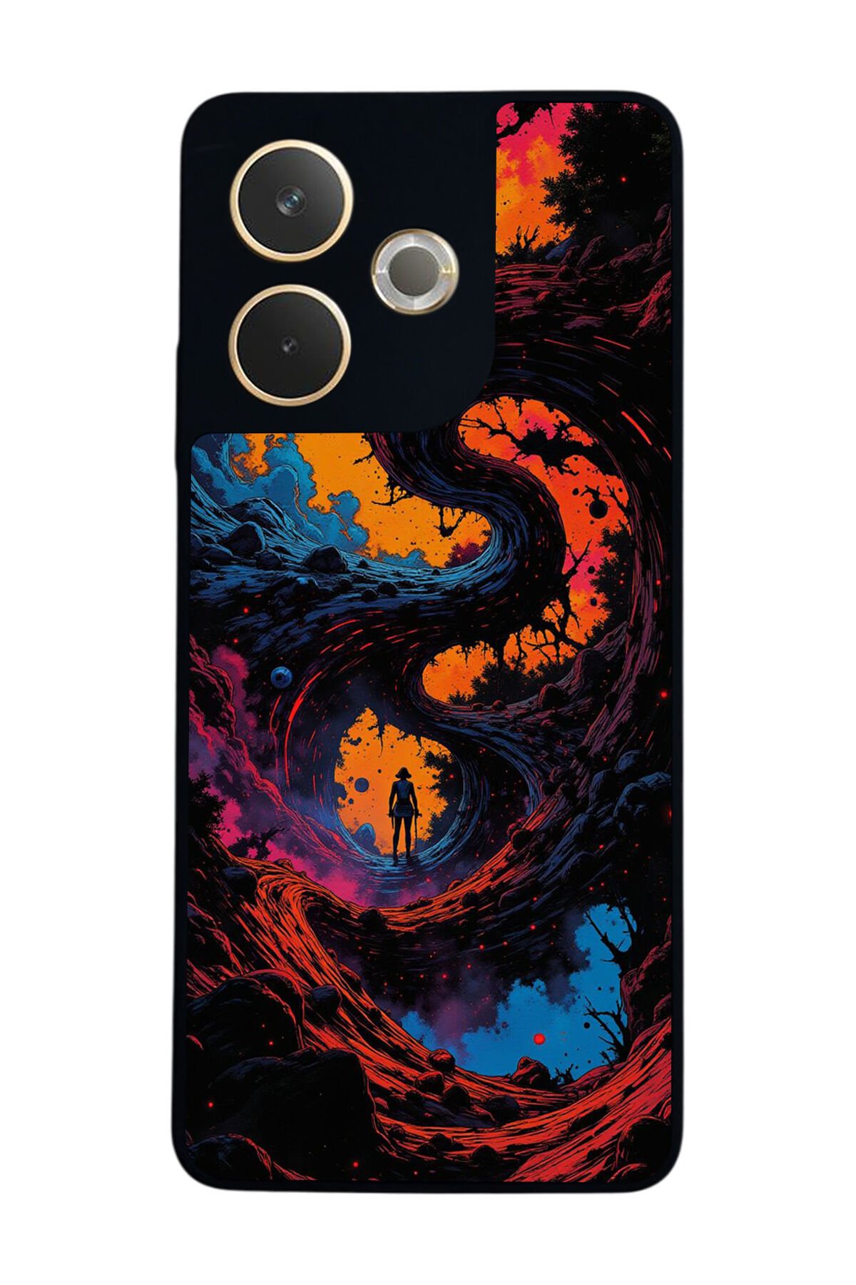 Oppo A5 Pro Uyumlu Abstract Tasarımlı Glossy Premium Kılıf