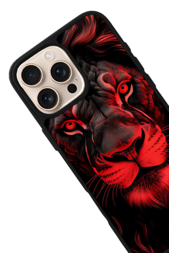 iPhone 15 Pro Uyumlu Aslan Tasarımlı Glossy Premium Kılıf