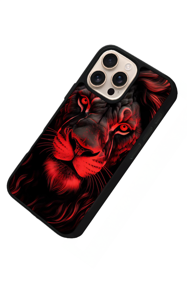 iPhone 15 Pro Uyumlu Aslan Tasarımlı Glossy Premium Kılıf
