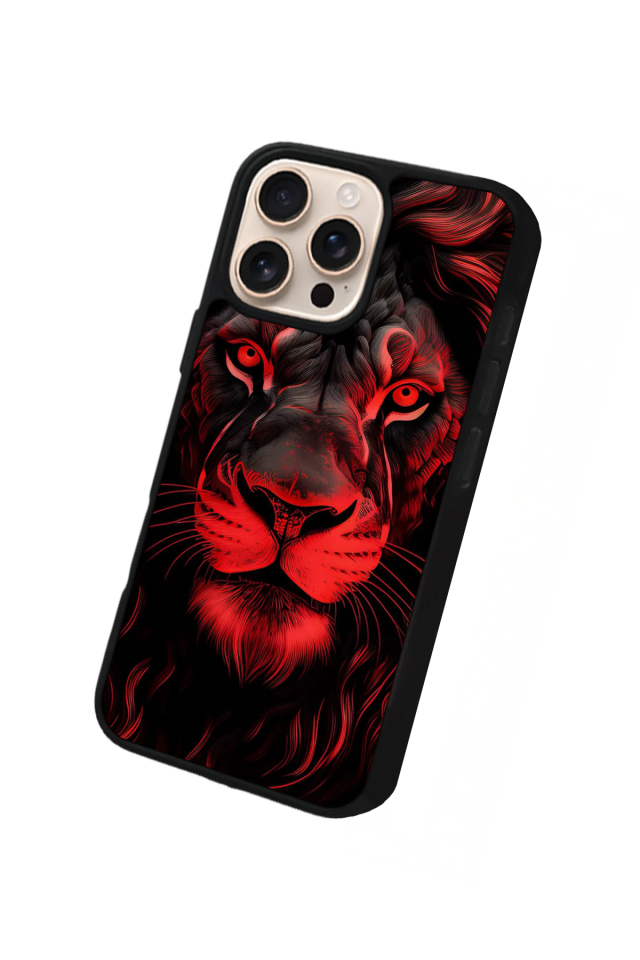 iPhone 15 Pro Uyumlu Aslan Tasarımlı Glossy Premium Kılıf