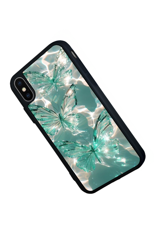 iPhone X/ XS Uyumlu Kelebek Tasarımlı Glossy Premium Kılıf