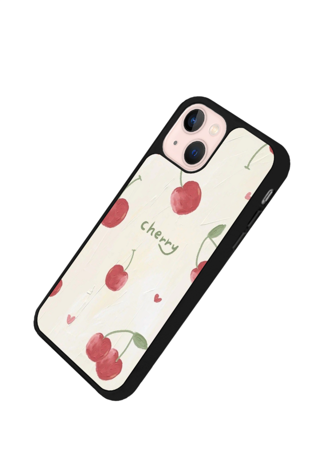 iPhone 15 Uyumlu Kiraz Tasarımlı Glossy Premium Kılıf