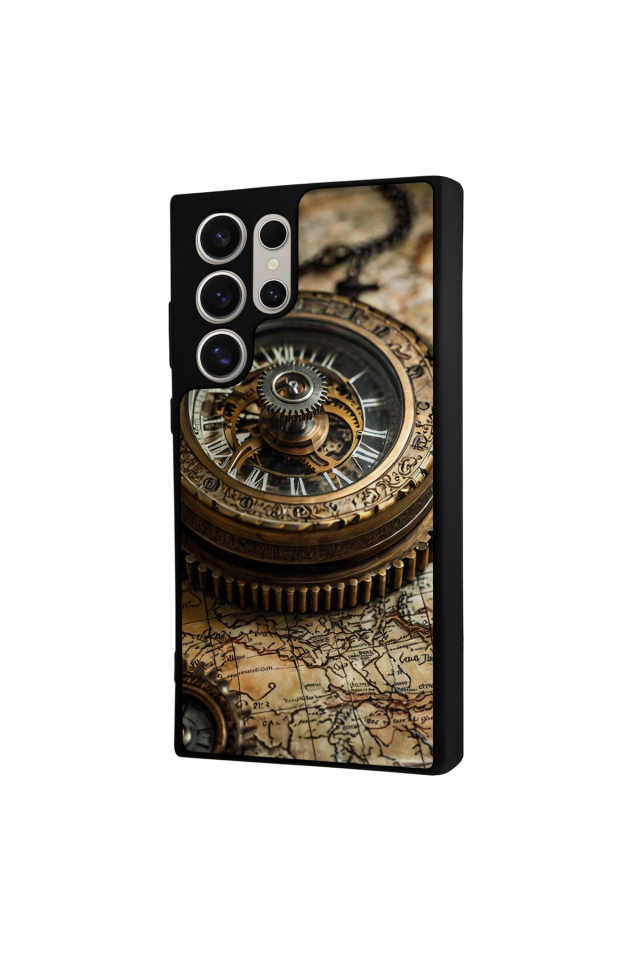 Samsung Galaxy S24 Ultra Uyumlu Pusula Tasarımlı Glossy Premium Kılıf