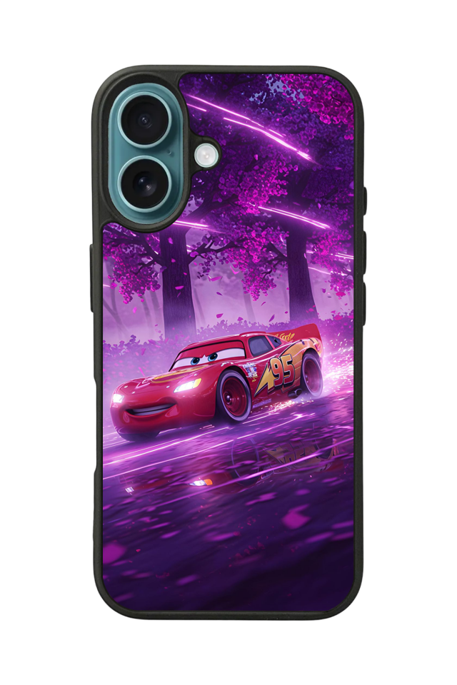 iPhone 16 Plus Uyumlu Şimsek McQueen Tasarımlı Glossy Premium Kılıf
