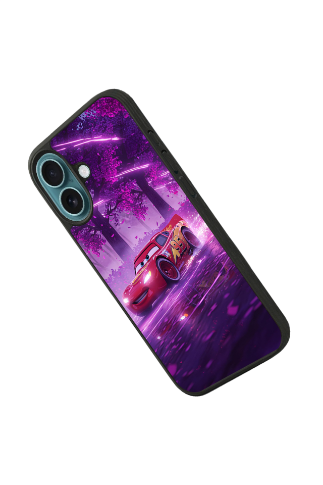 iPhone 16 Plus Uyumlu Şimsek McQueen Tasarımlı Glossy Premium Kılıf