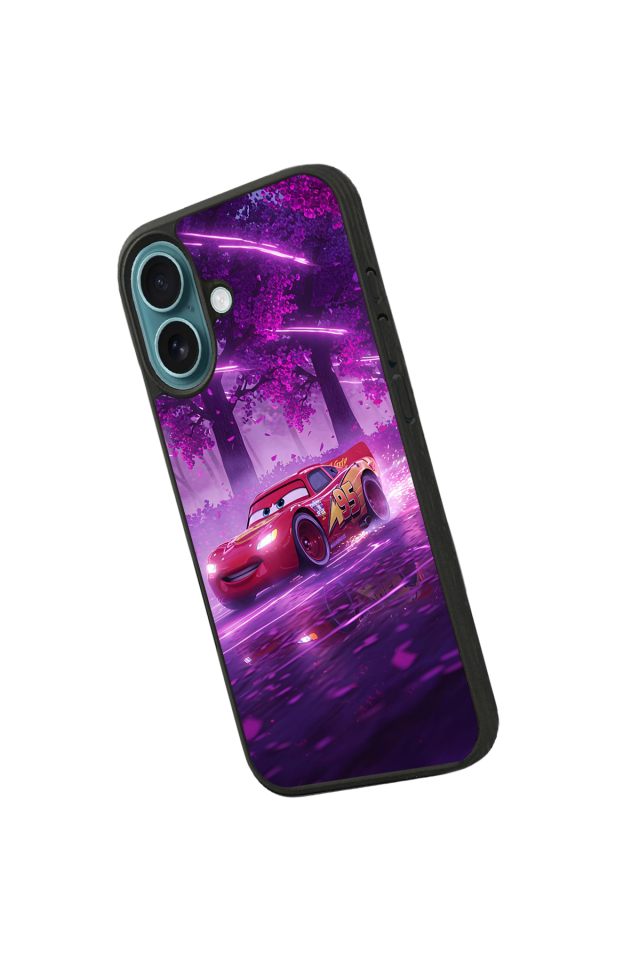 iPhone 16 Plus Uyumlu Şimsek McQueen Tasarımlı Glossy Premium Kılıf