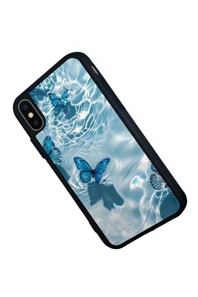 iPhone X/ XS Uyumlu Kelebek Tasarımlı Glossy Premium Kılıf