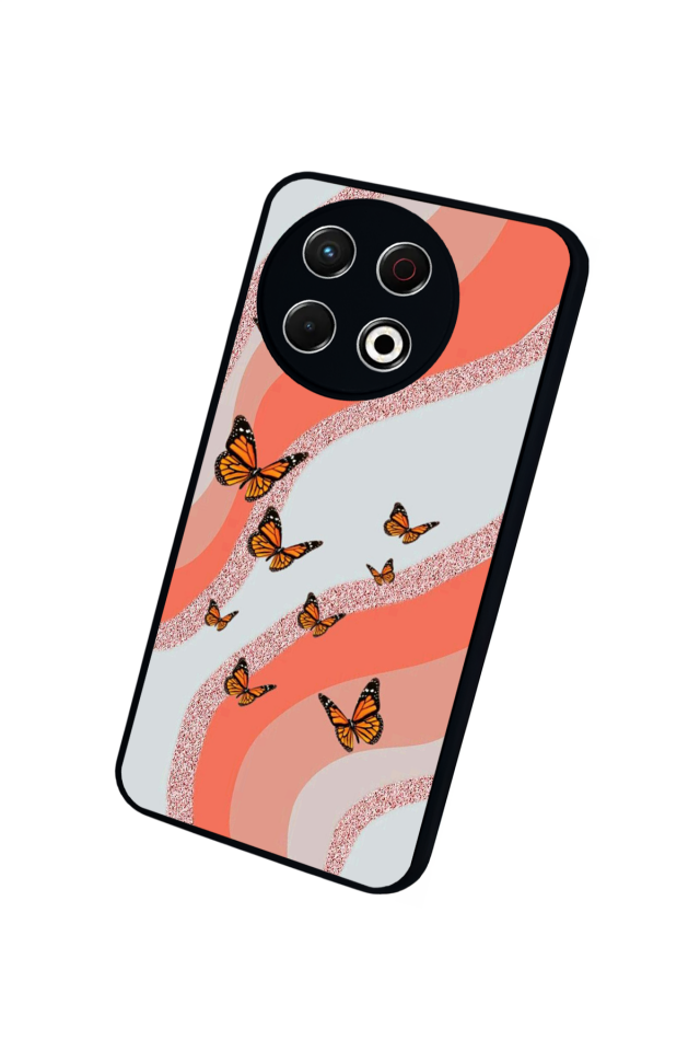 Tecno Spark 30 Pro Uyumlu Kelebek Tasarımlı Glossy Premium Kılıf