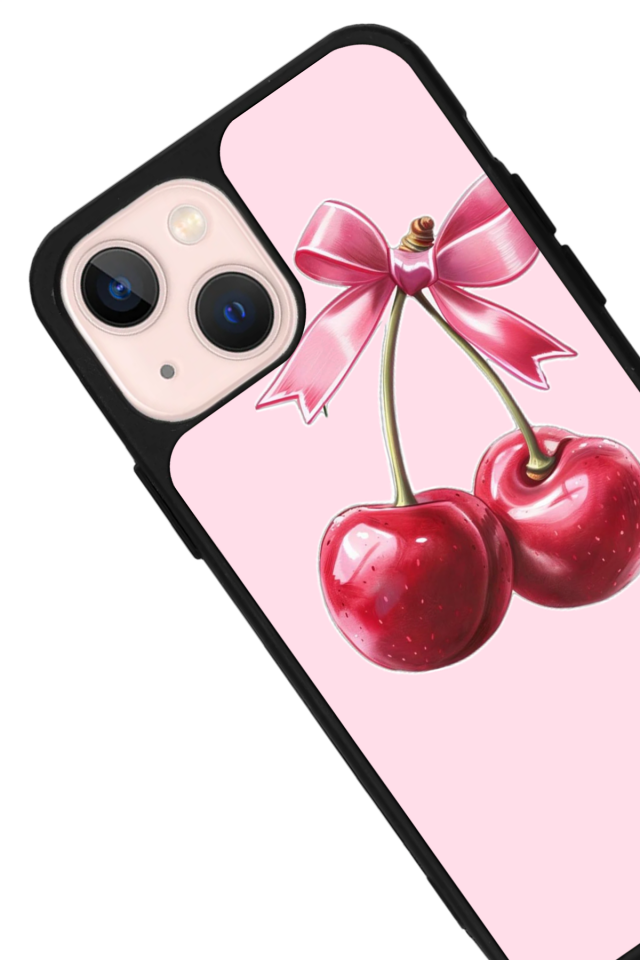 iPhone 15 Uyumlu Kiraz Tasarımlı Glossy Premium Kılıf