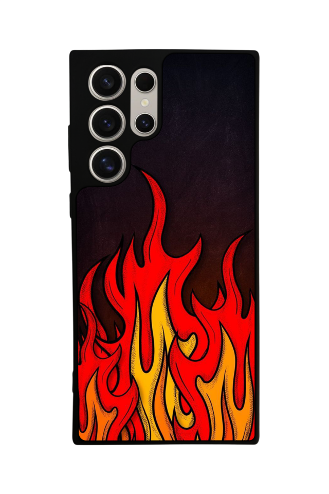 Samsung Galaxy S23 Ultra Uyumlu Retro Flame Patterns Tasarımlı Glossy Premium Kılıf