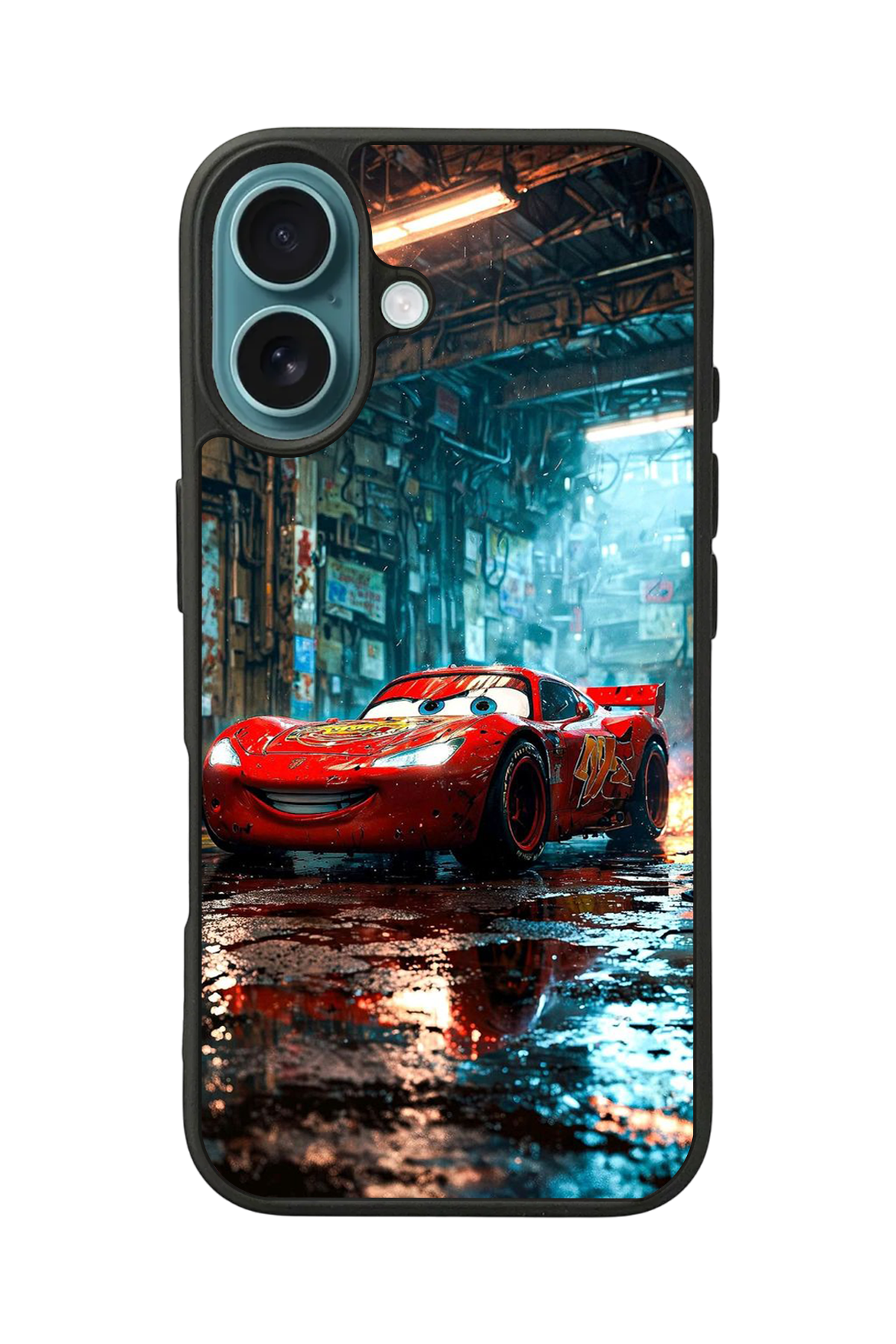 iPhone 16 Plus Uyumlu Şimsek McQueen Tasarımlı Glossy Premium Kılıf
