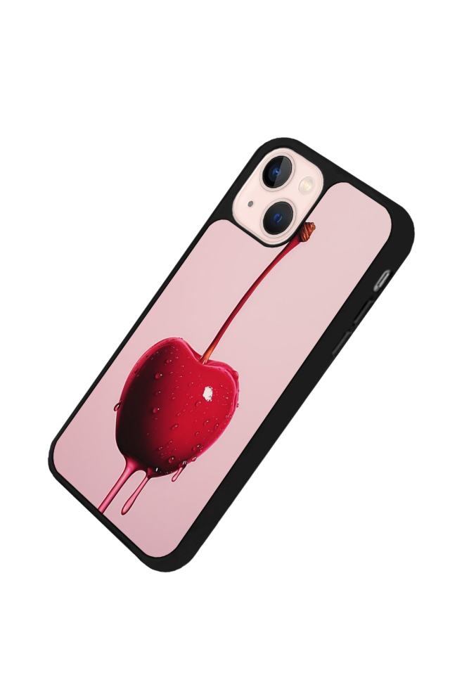 iPhone 15 Uyumlu Kiraz Tasarımlı Glossy Premium Kılıf