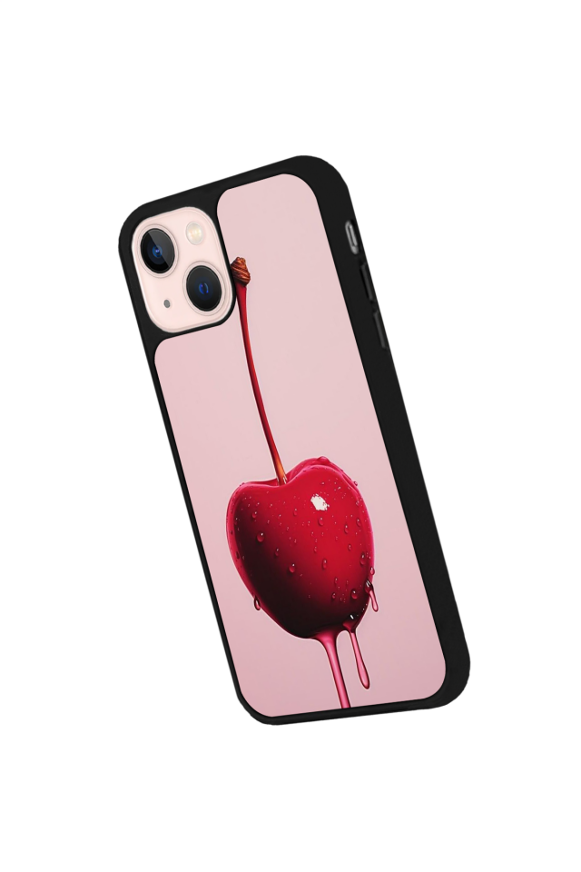 iPhone 15 Uyumlu Kiraz Tasarımlı Glossy Premium Kılıf