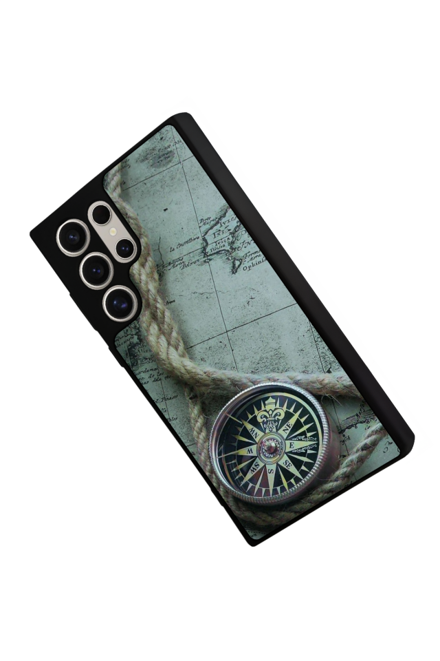 Samsung Galaxy S24 Ultra Uyumlu Pusula Tasarımlı Glossy Premium Kılıf