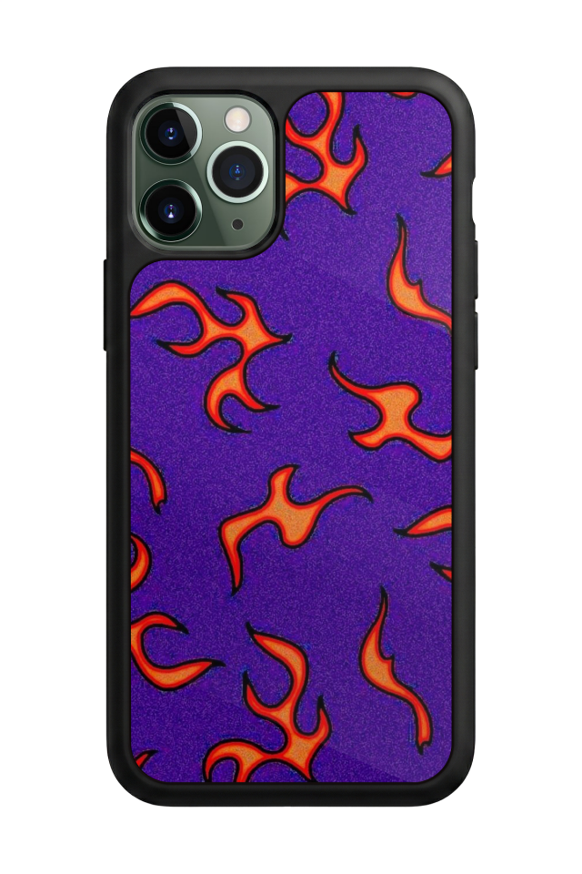 iPhone 11 Pro Uyumlu Retro Flame Patterns Tasarımlı Glossy Premium Kılıf