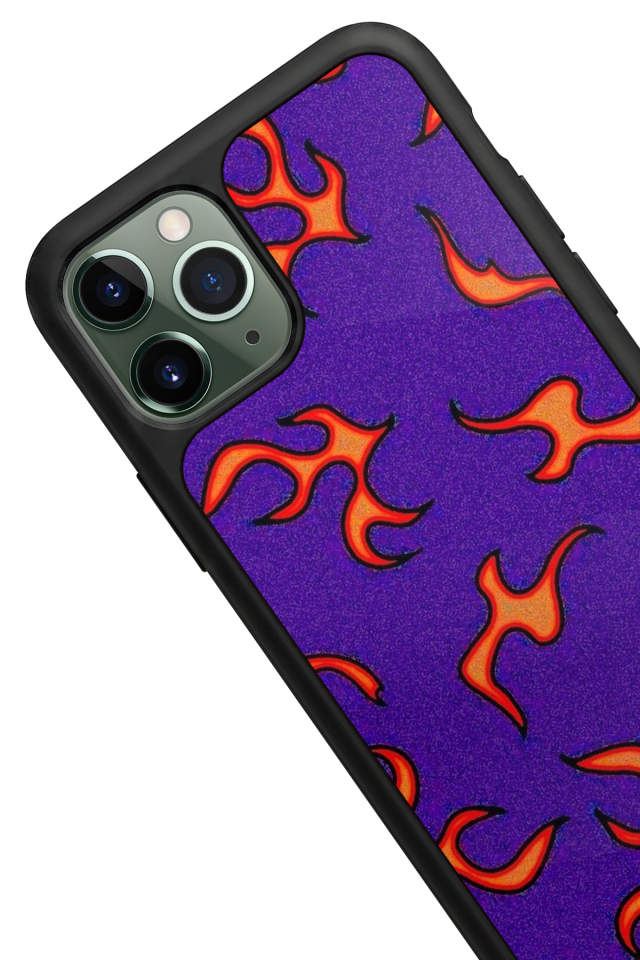 iPhone 11 Pro Uyumlu Retro Flame Patterns Tasarımlı Glossy Premium Kılıf