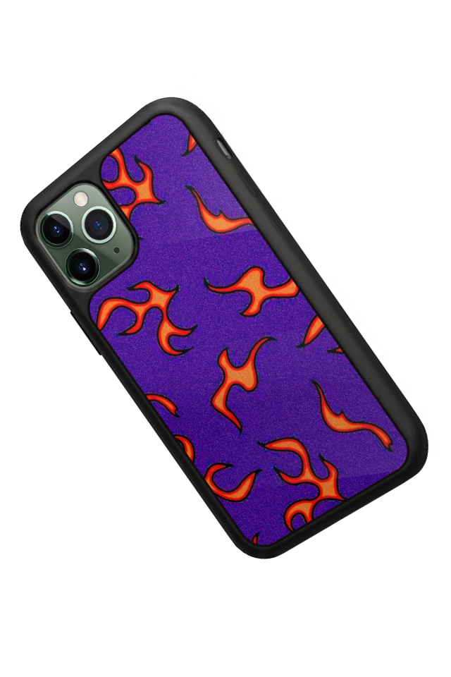 iPhone 11 Pro Uyumlu Retro Flame Patterns Tasarımlı Glossy Premium Kılıf