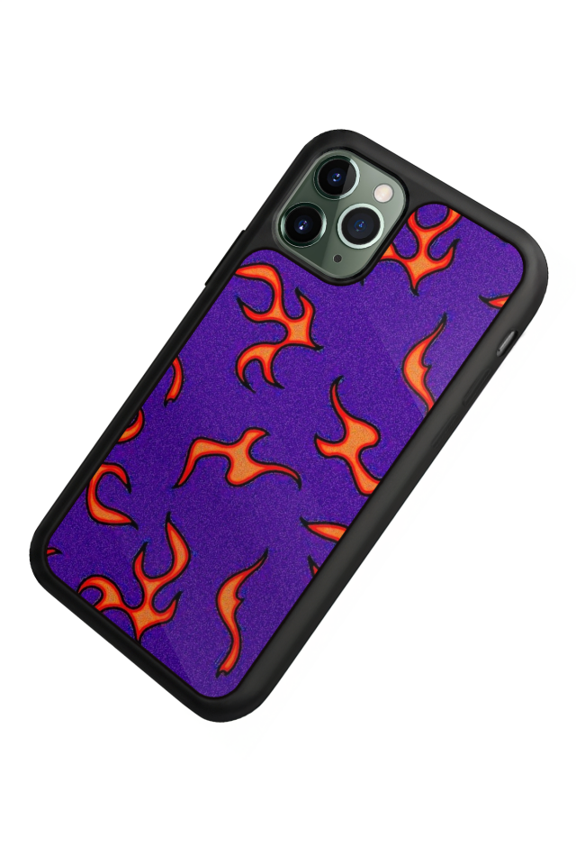 iPhone 11 Pro Uyumlu Retro Flame Patterns Tasarımlı Glossy Premium Kılıf