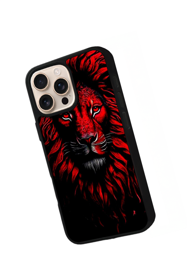 iPhone 15 Pro Uyumlu Aslan Tasarımlı Glossy Premium Kılıf