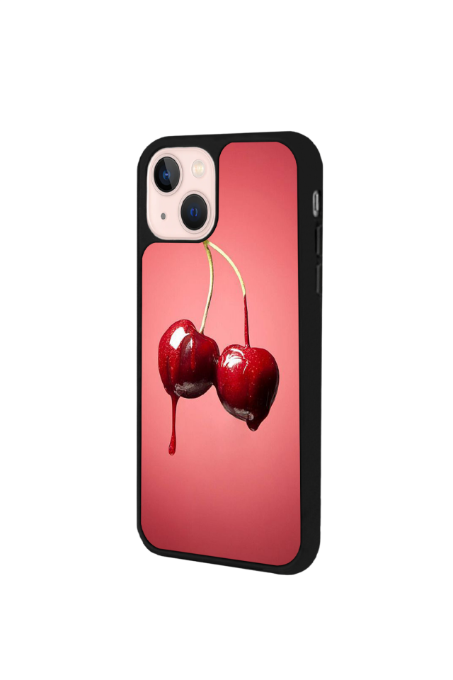 iPhone 15 Uyumlu Kiraz Tasarımlı Glossy Premium Kılıf