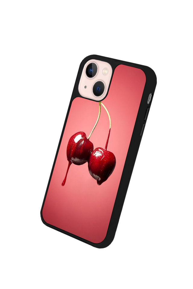 iPhone 15 Uyumlu Kiraz Tasarımlı Glossy Premium Kılıf