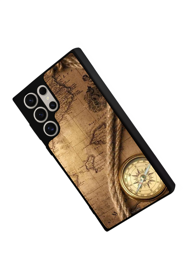 Samsung Galaxy S24 Ultra Uyumlu Pusula Tasarımlı Glossy Premium Kılıf