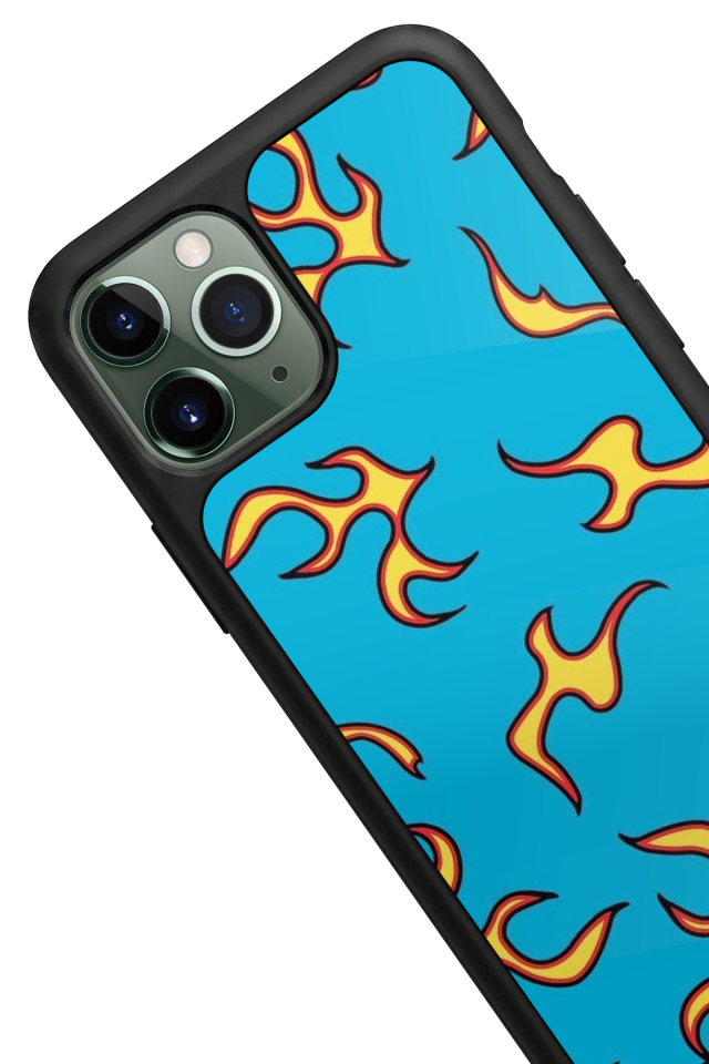 iPhone 11 Pro Uyumlu Retro Flame Patterns Tasarımlı Glossy Premium Kılıf