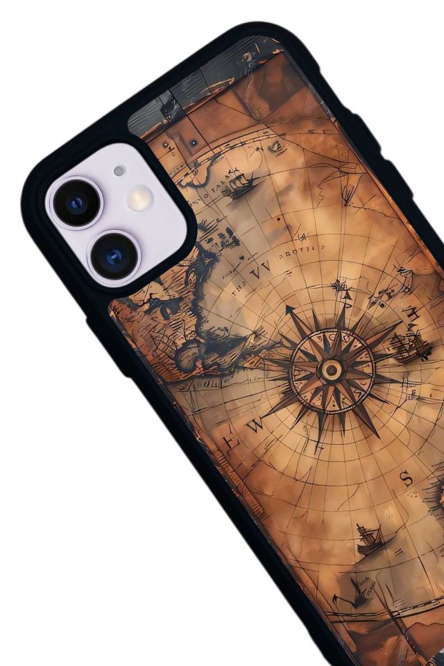 iPhone 11 Uyumlu Harita Tasarımlı Glossy Premium Kılıf