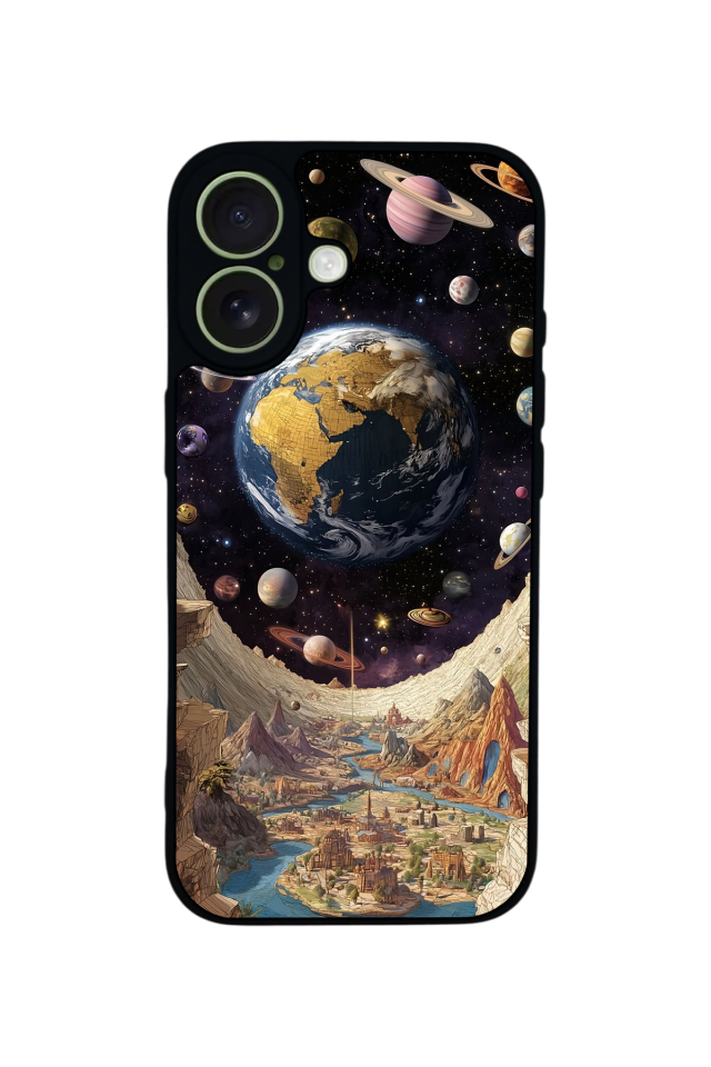iPhone 17 Uyumlu Uzay Tasarımlı Glossy Premium Kılıf
