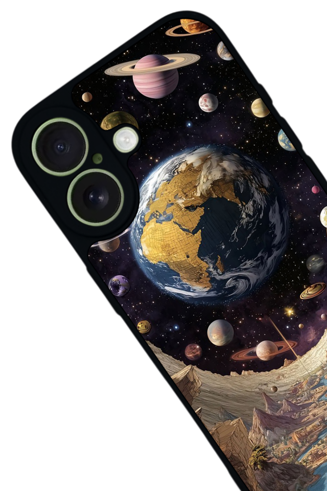 iPhone 17 Uyumlu Uzay Tasarımlı Glossy Premium Kılıf