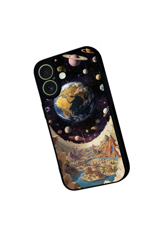 iPhone 17 Uyumlu Uzay Tasarımlı Glossy Premium Kılıf