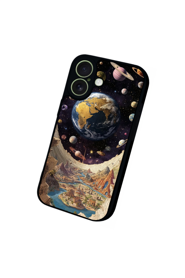 iPhone 17 Uyumlu Uzay Tasarımlı Glossy Premium Kılıf