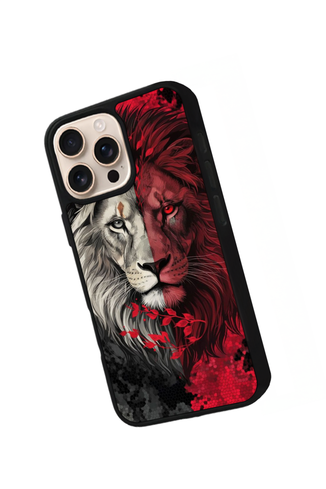 iPhone 15 Pro Uyumlu Aslan Tasarımlı Glossy Premium Kılıf