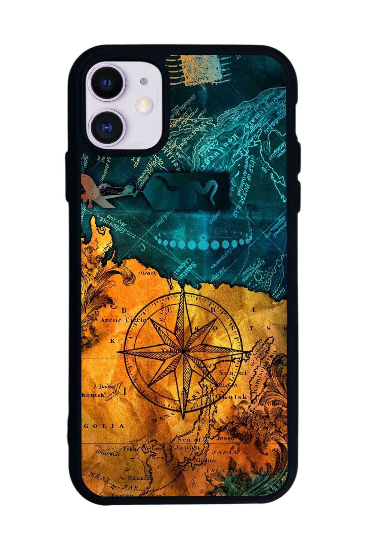 iPhone 11 Uyumlu Harita Tasarımlı Glossy Premium Kılıf