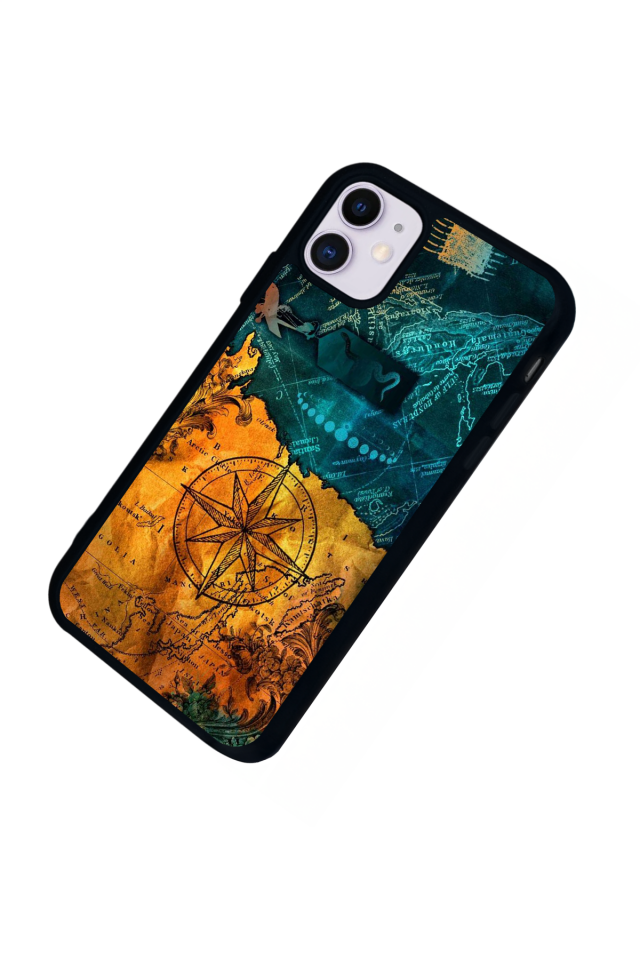 iPhone 11 Uyumlu Harita Tasarımlı Glossy Premium Kılıf