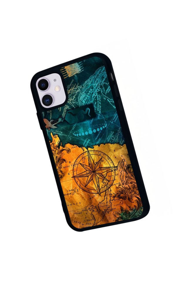 iPhone 11 Uyumlu Harita Tasarımlı Glossy Premium Kılıf