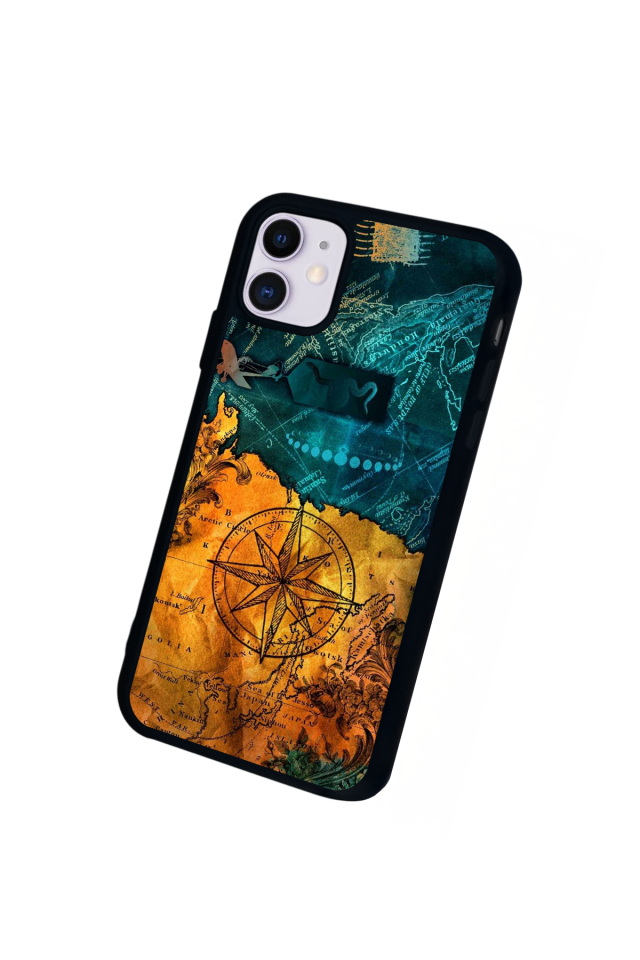 iPhone 11 Uyumlu Harita Tasarımlı Glossy Premium Kılıf