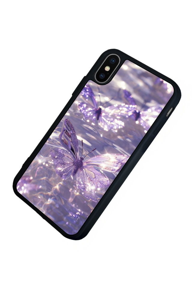 iPhone X/ XS Uyumlu Kelebek Tasarımlı Glossy Premium Kılıf