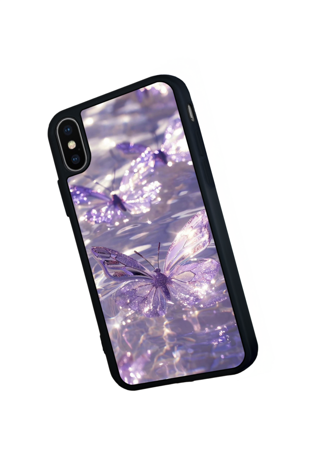 iPhone X/ XS Uyumlu Kelebek Tasarımlı Glossy Premium Kılıf