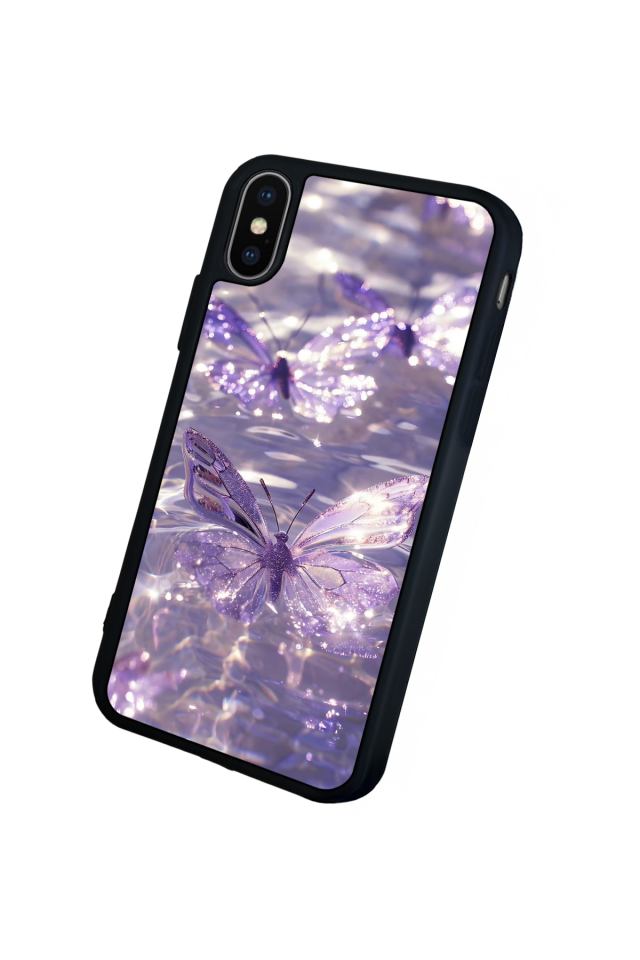 iPhone X/ XS Uyumlu Kelebek Tasarımlı Glossy Premium Kılıf